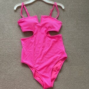 Aerie Hot Pink Cutout One Piece Swimsuit